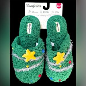 Dearfoams🎄Christmas Tree Slippers 🎄 Memory Foam Unisex Memory Foam
